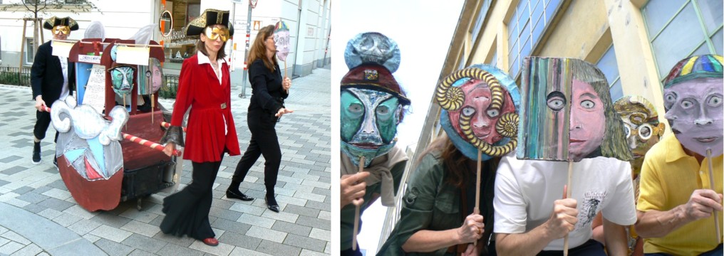 Audiosnfte und Maskenaktion im Projekt Chrononima